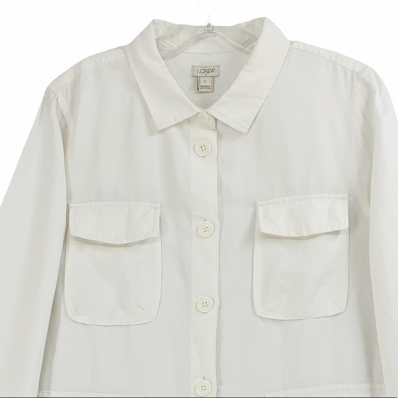 J. Crew Linen Blend White Utility Style Jacket Shacket Chore Jacket - Picture 2 of 16